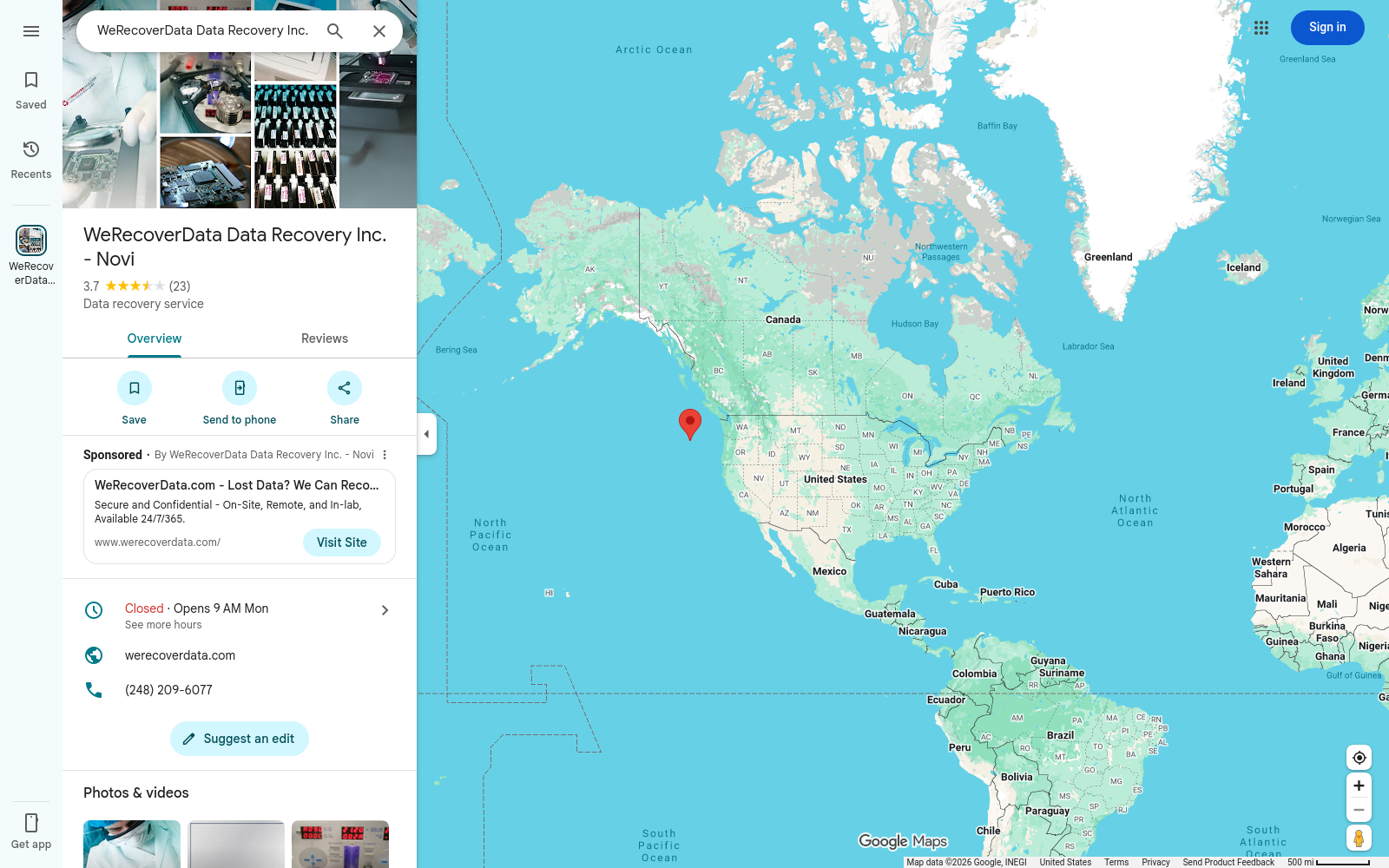 File:WeRecoverData-Novi-maps-listing-ocean-pin-2026-07-26.png