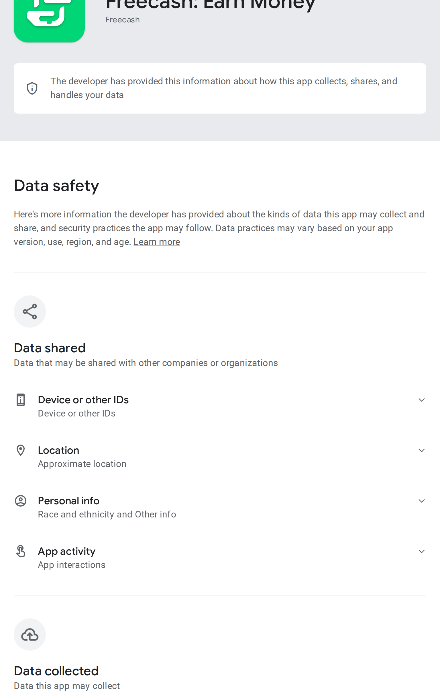 File:Freecash Google Play data safety.png