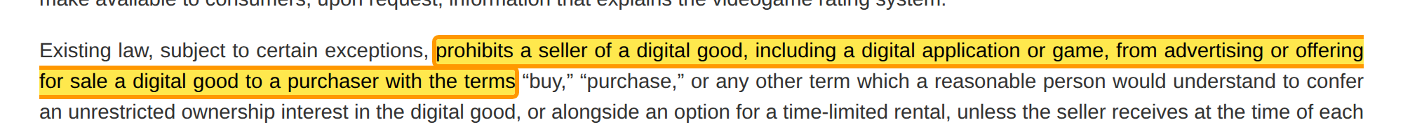 the digest pointing to existing buy and purchase labeling law