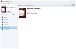 Screenshot of Adobe Digital Editions' interface as of 2026