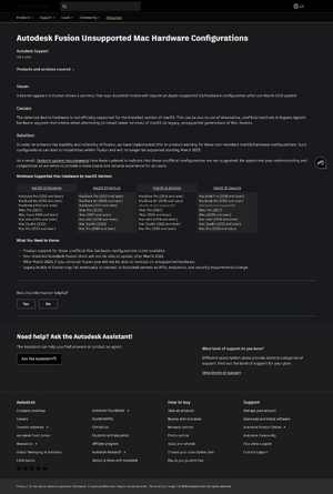Autodesk Fusion360 support webpage regarding update issue.png