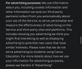 Canva's privacy policy on the usage of user data for personalized advertising.[5]