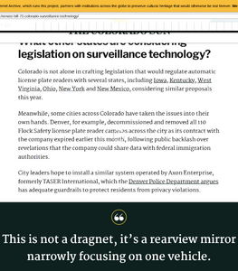 The Colorado Sun reported that Denver decommissioned and removed all 110 Flock Safety license plate reader cameras across the city when its contract expired.[37]