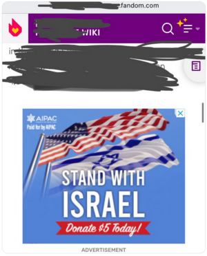 Fandom Wikia Zionist Ad
