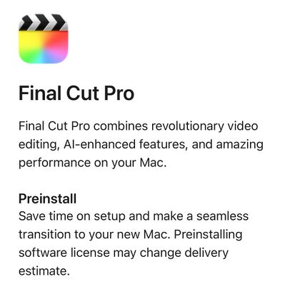 One-time purchase version of Final Cut Pro