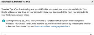 Amazon notice about removing download capability