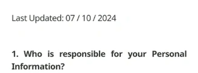 Policy header, "Last Updated: 07 / 10 / 2024", the version the viewer was required to accept.[2]