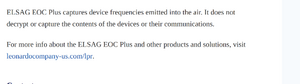 Leonardo ELSAG EOC Plus 2024 announcement disclaimer.png