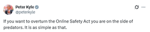 Peter Kyle's tweet .webp