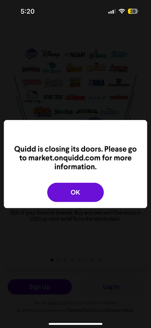 Quidd App Pop-up message.PNG