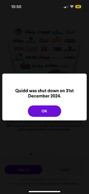 Quidd app pop-up message 03-2025.png