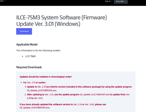Sony a7S III firmware Ver 3.01 chronological order update page.png