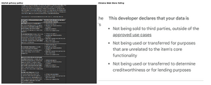 Stylish privacy policy vs Chrome Web Store listing.png