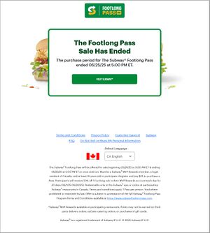 Subway Footlong Pass sale 2025 archived screenshot.jpeg