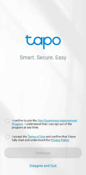 Tapo app opening screen.png