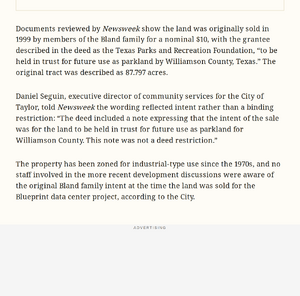 Taylor data center Seguin deed note Newsweek.png