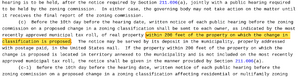 Texas Local Government Code 211.007c zoning notice.png