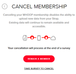 Step 2 of the Whoop subscription cancellation process.